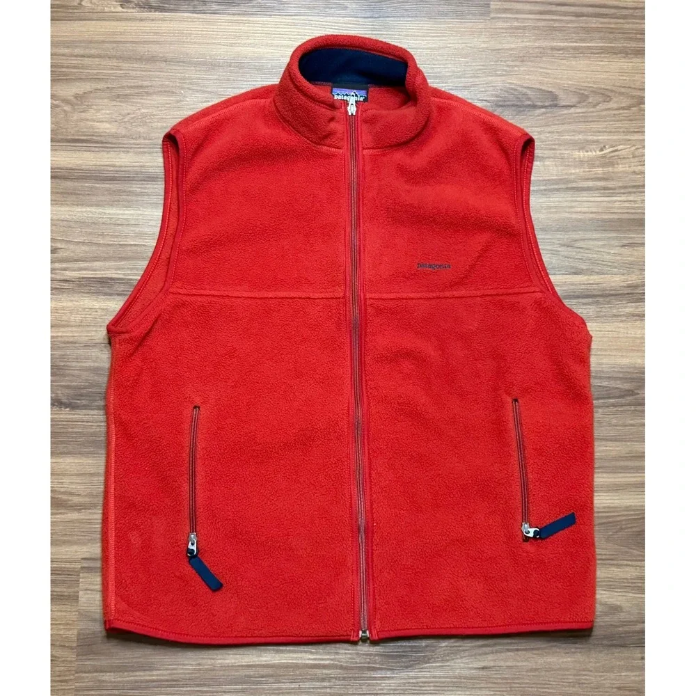 VTG Y2K Patagonia Synchilla Full Zip Lightweight Fleece Vest Red Men's Sz XL